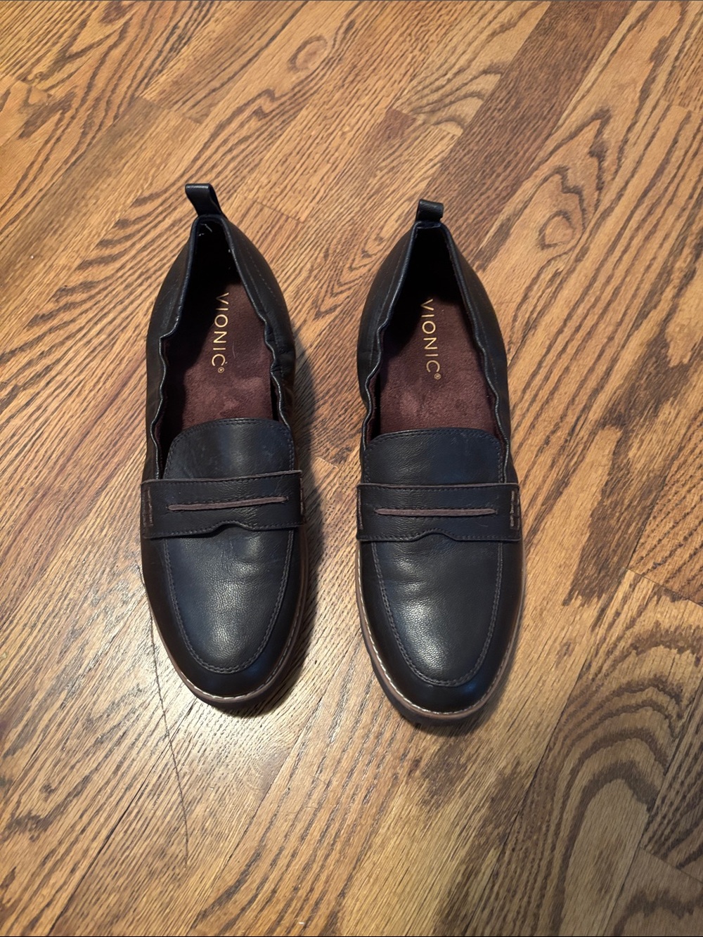 Vionic Cynthia II Leather Loafers Coffee Brown Women's Size 7.5